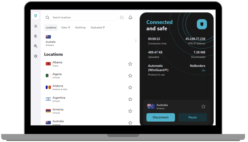 surfsharkVPN Interface